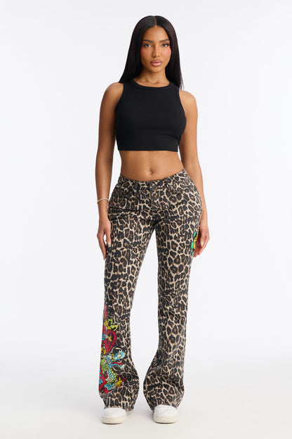 Ed Hardy Dragon Heart Jeans - Brown Combo