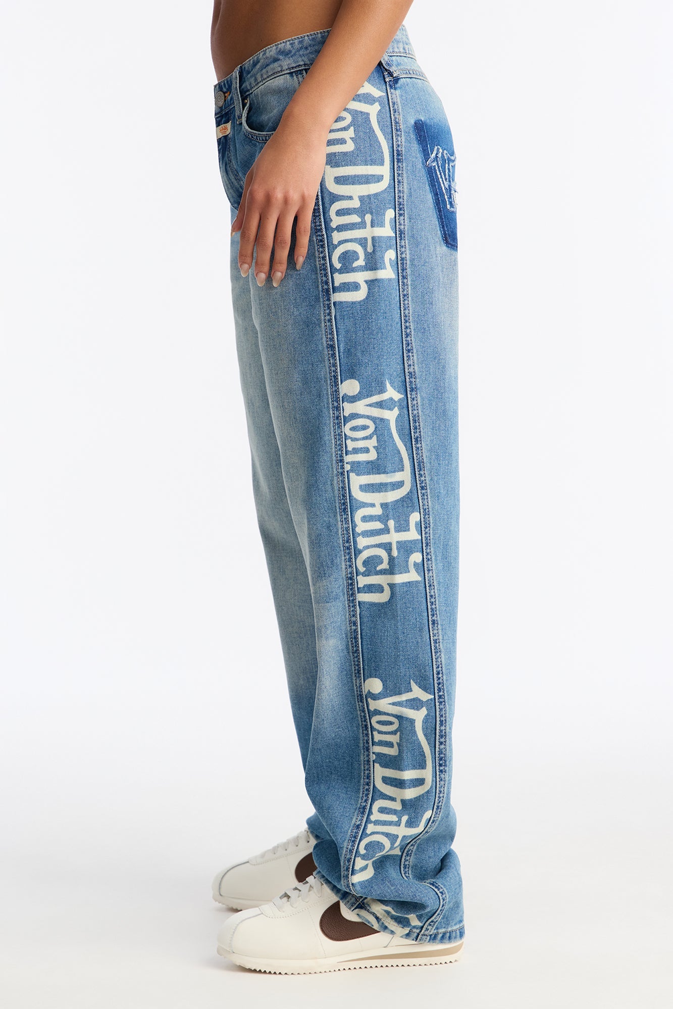 Von Dutch Originals Printed Straight Leg Jeans - Medium Wash