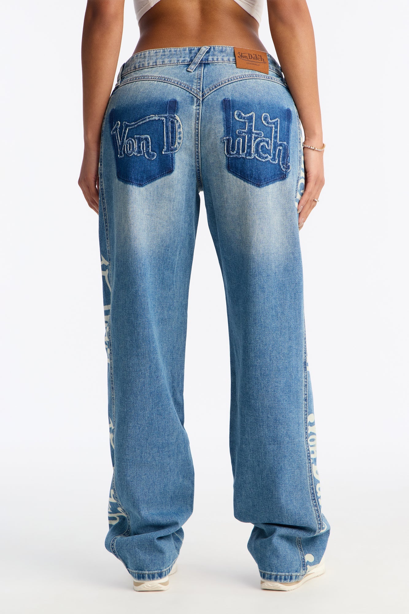 Von Dutch Originals Printed Straight Leg Jeans - Medium Wash