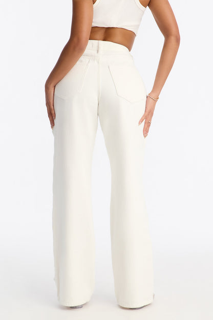 Bejeweled Straight Leg Jeans - White