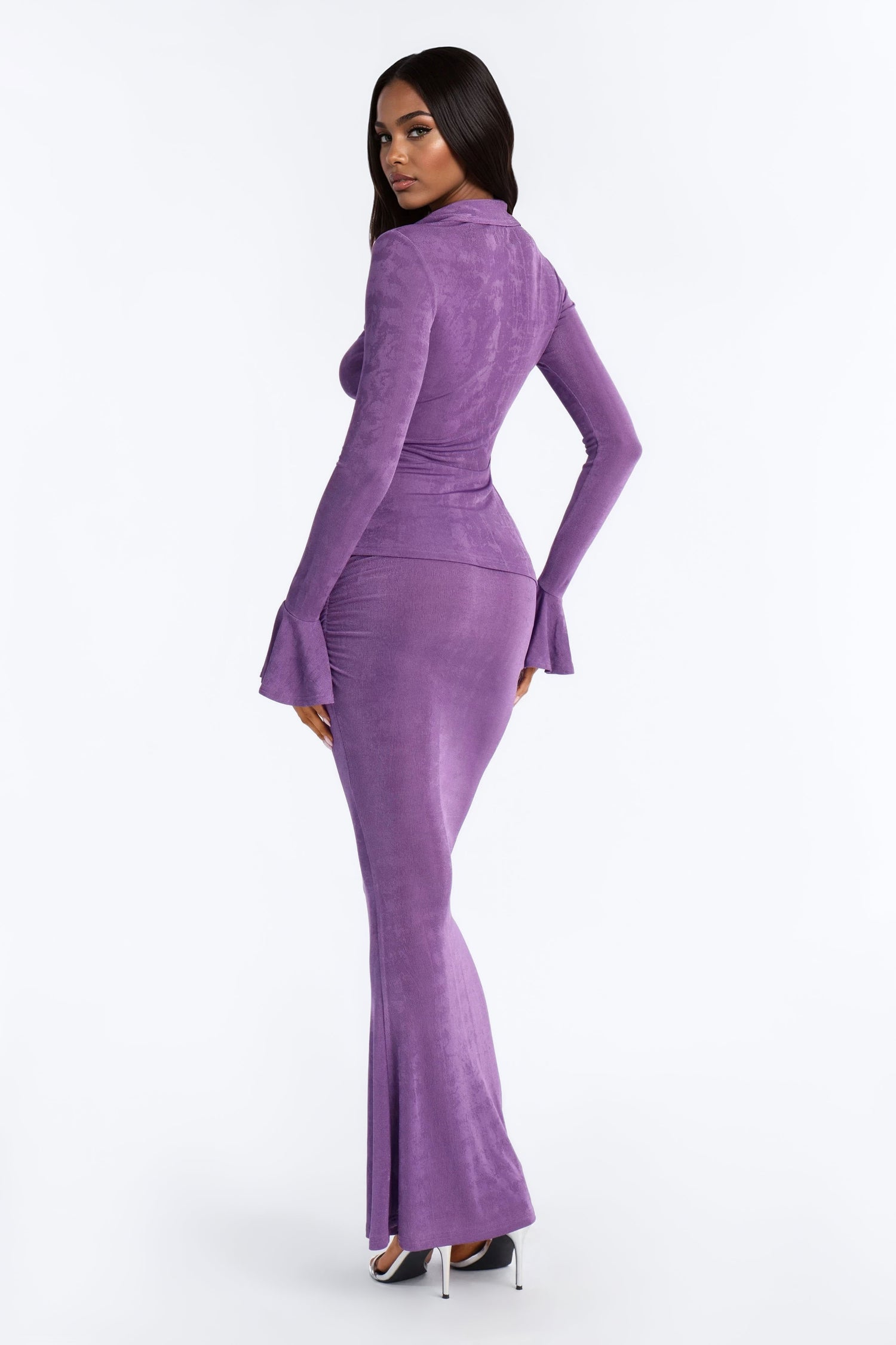 So Sweet Ruched Maxi Skirt Set - Lavender