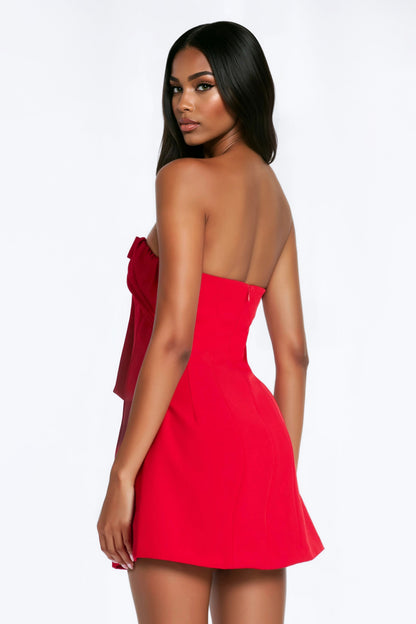 Sallie Strapless Mini Dress - Red