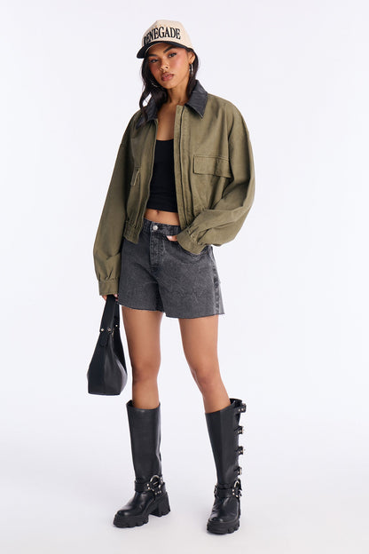 Gone Away Vacation Denim Shorts - Black Wash