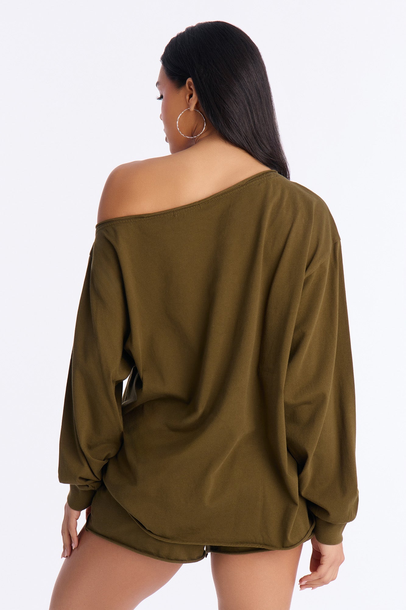 78 Stars Off Shoulder Short Set - Olive