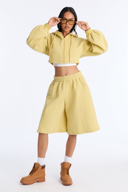 Wake Up Check Fleece Jort Set - Green