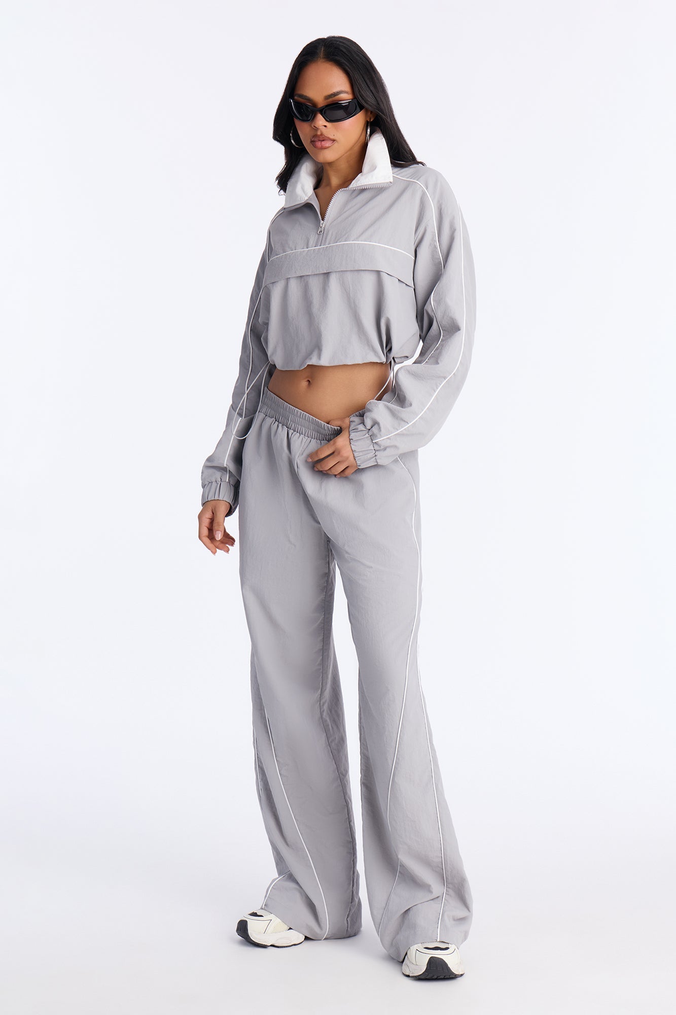 Around The Track Half Zip Windbreaker Jacket - Grey/combo