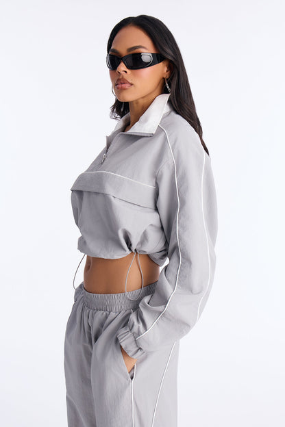 Around The Track Half Zip Windbreaker Jacket - Grey/combo