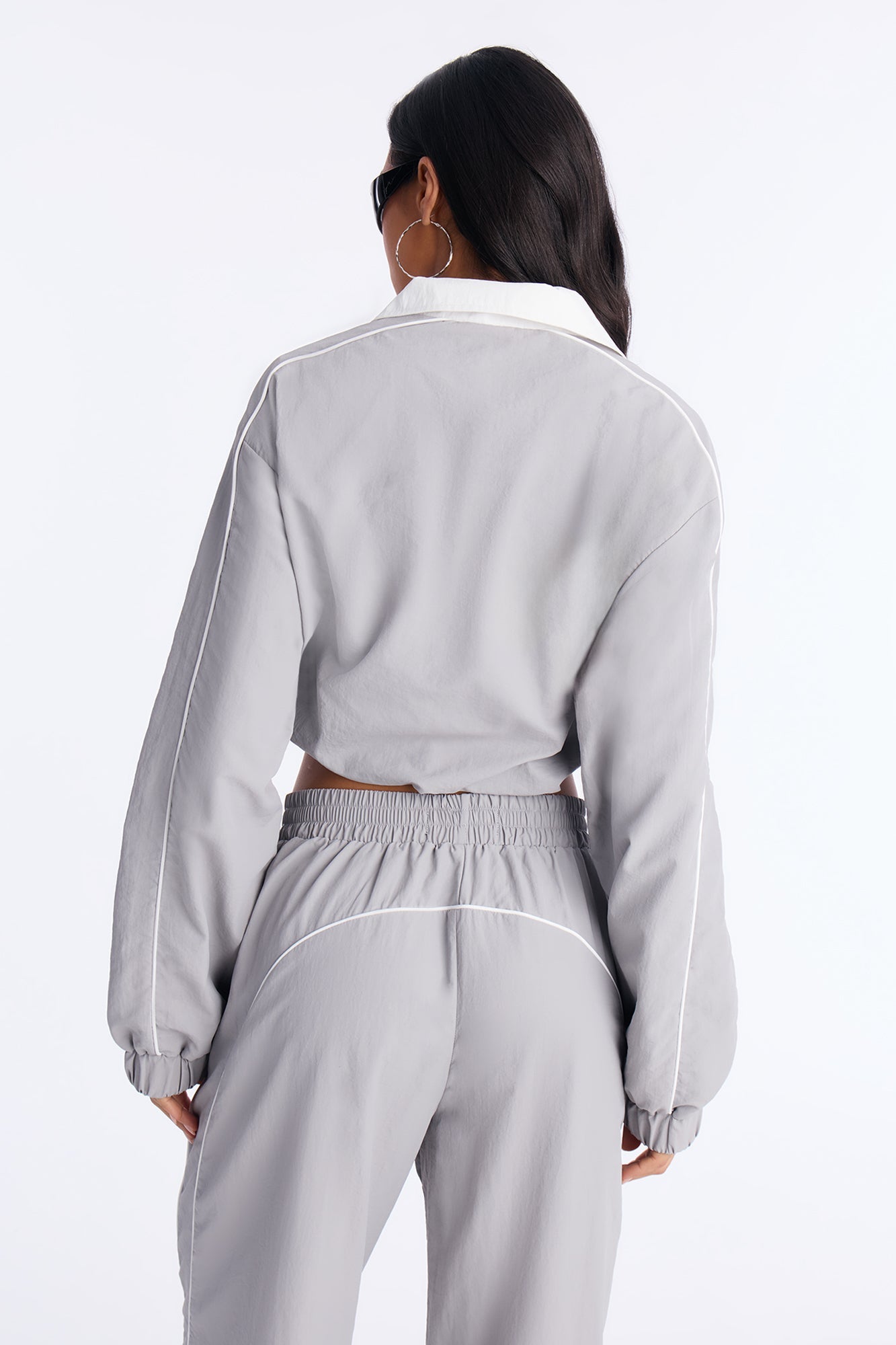 Around The Track Half Zip Windbreaker Jacket - Grey/combo
