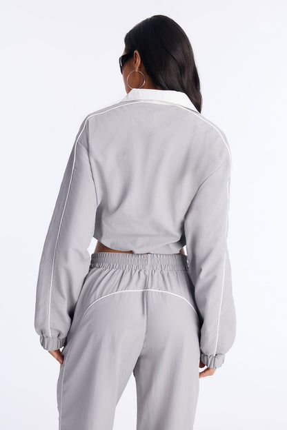 Around The Track Half Zip Windbreaker Jacket - Grey/combo