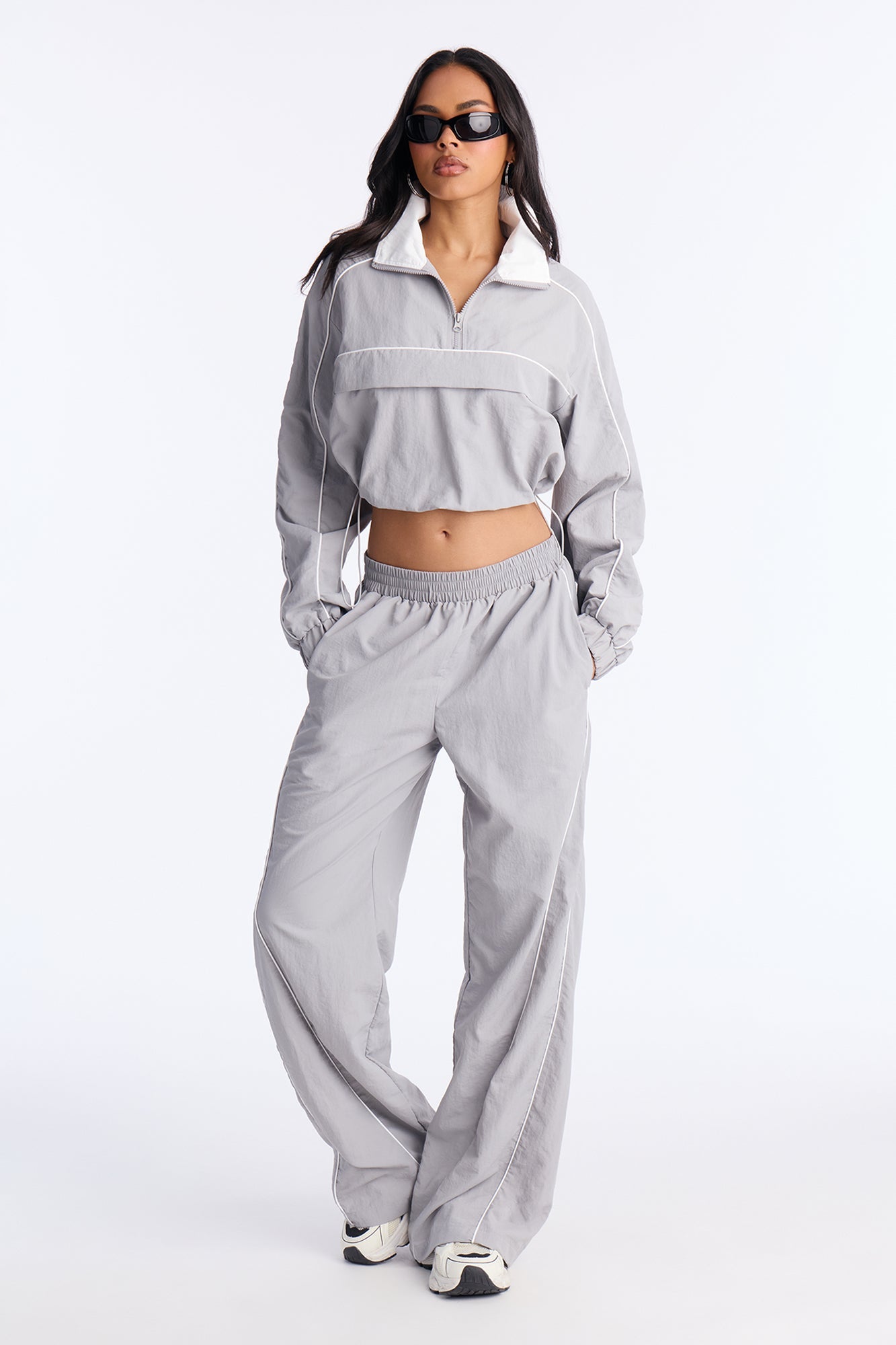 Around The Track Windbreaker Track Pants - Grey/combo