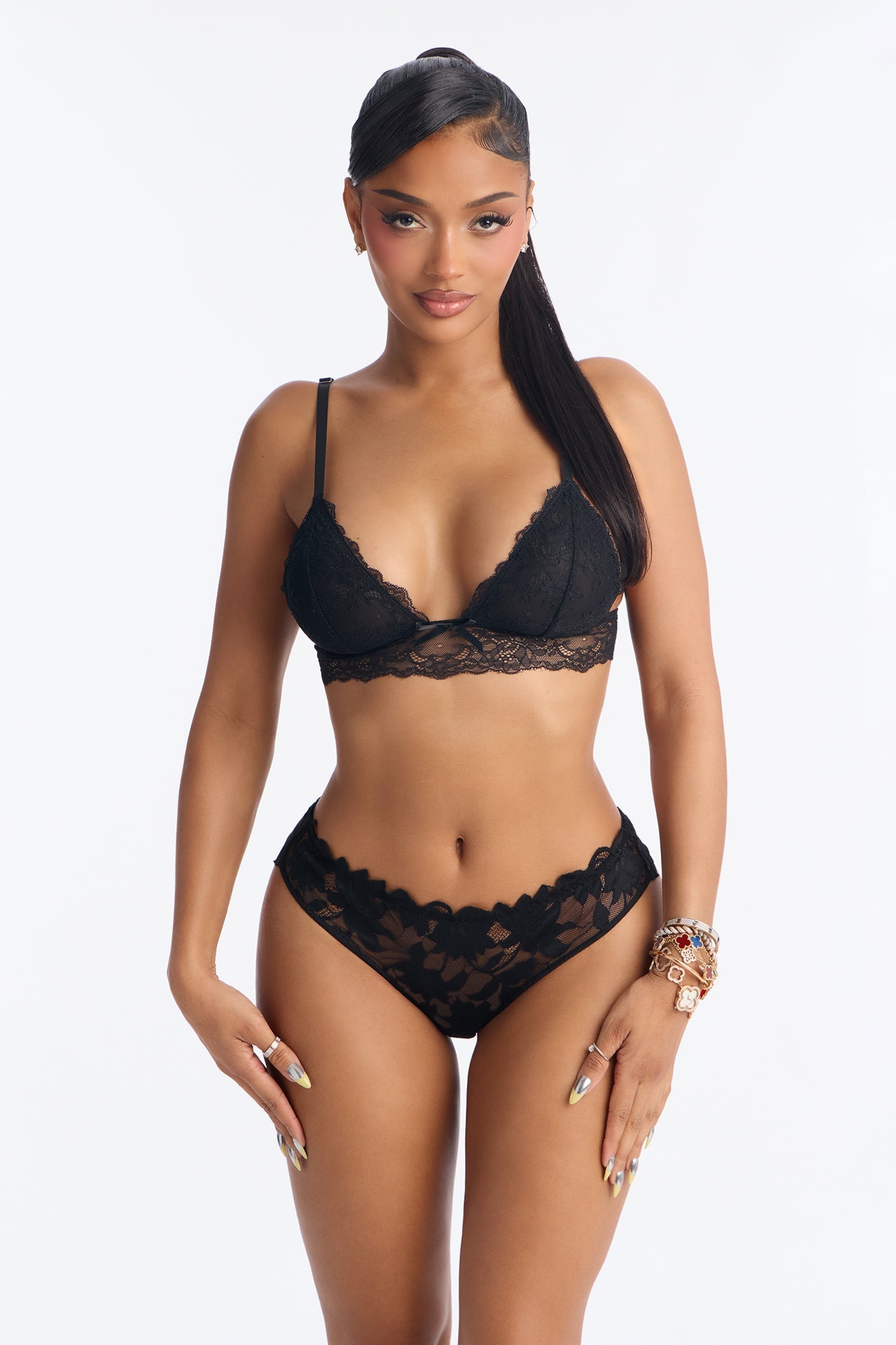 Maeve Lace Thong Panty - Black