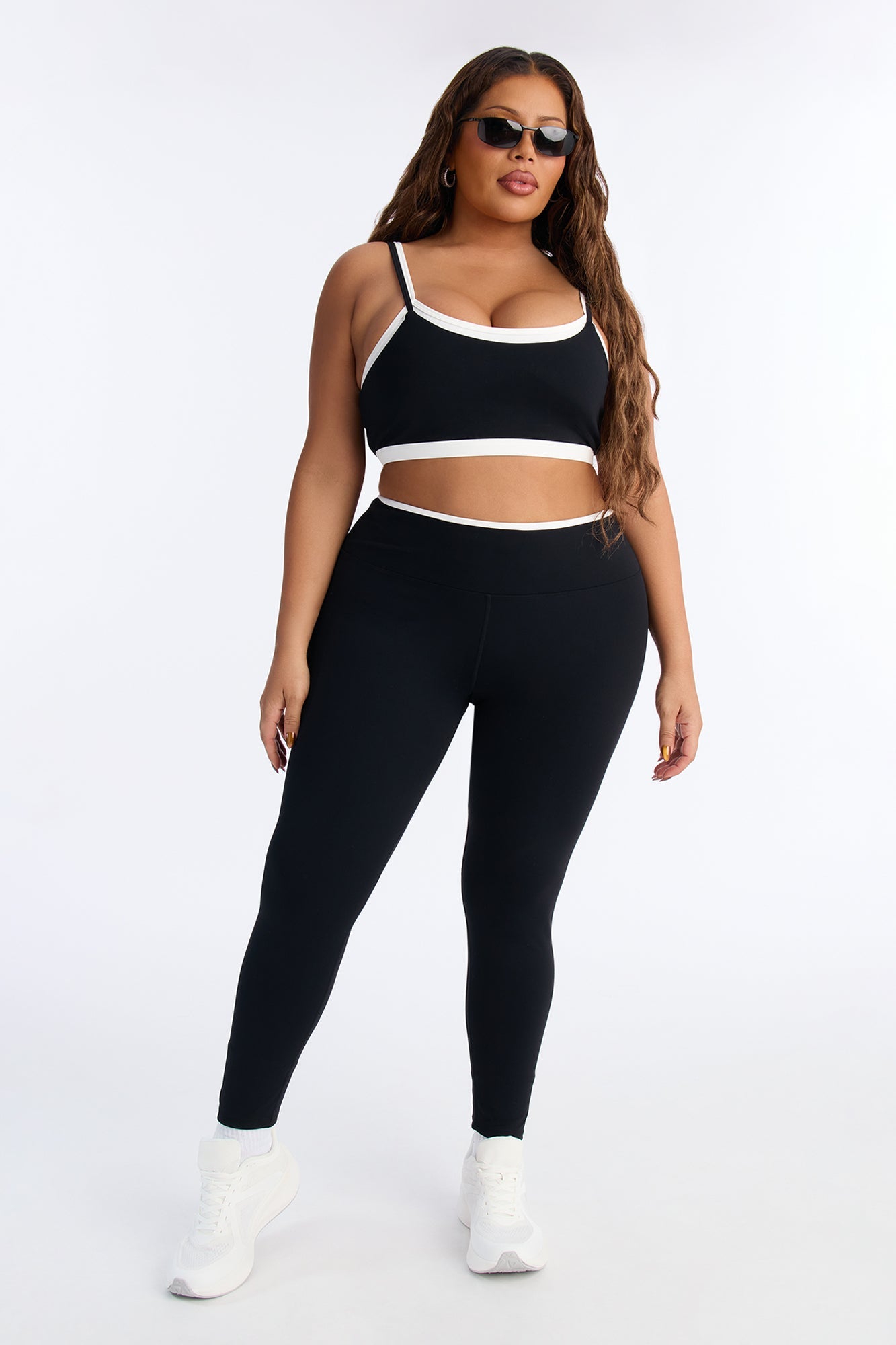 Double Take Contrast Legging Set - Black