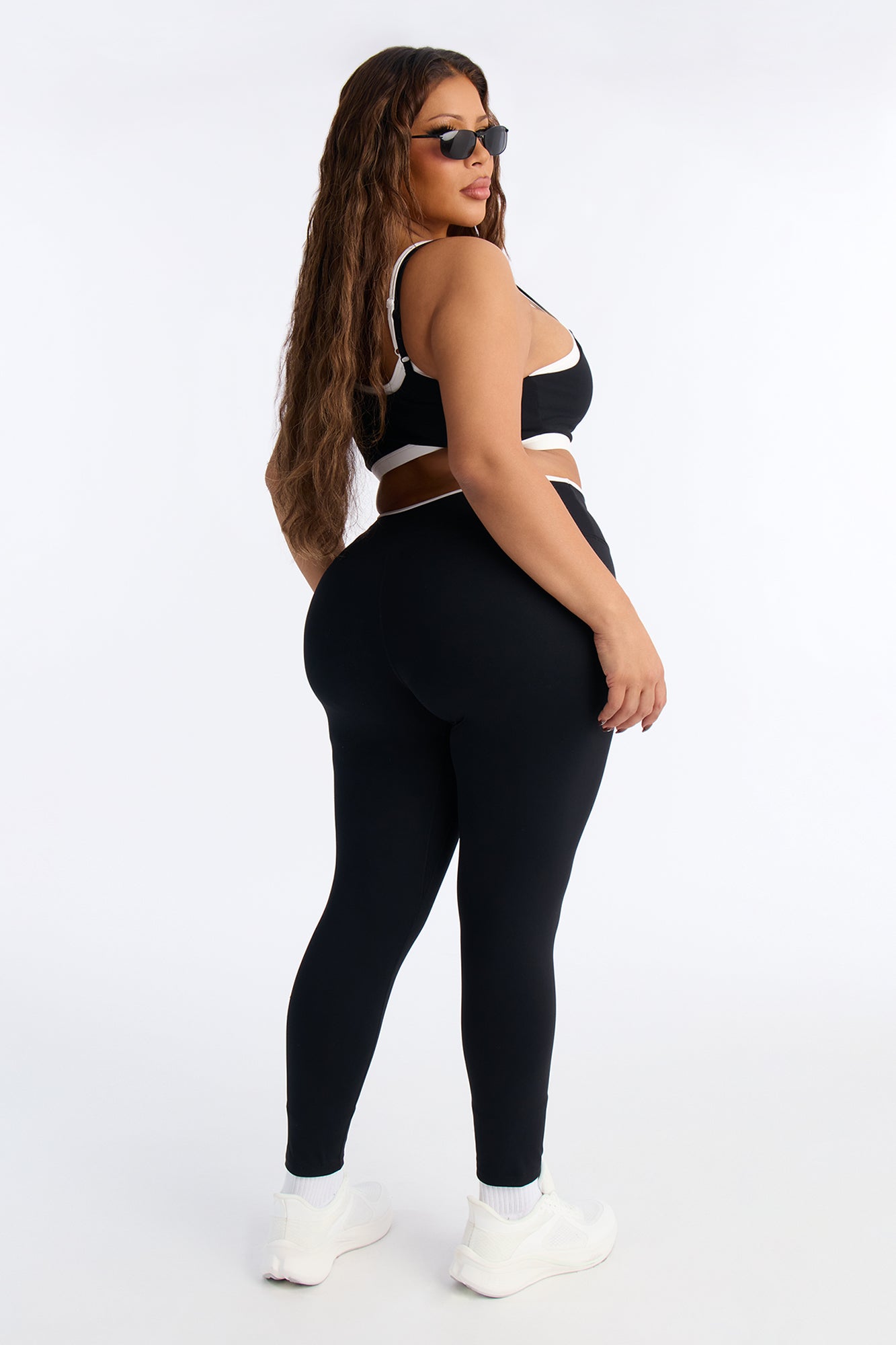 Double Take Contrast Legging Set - Black