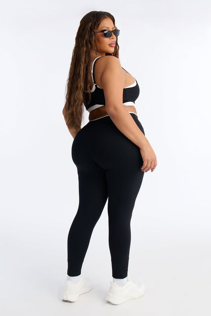 Double Take Contrast Legging Set - Black