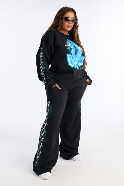 Bratz Collection Wide Leg Fleece Pant - Black
