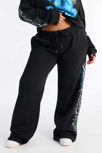 Bratz Collection Wide Leg Fleece Pant - Black