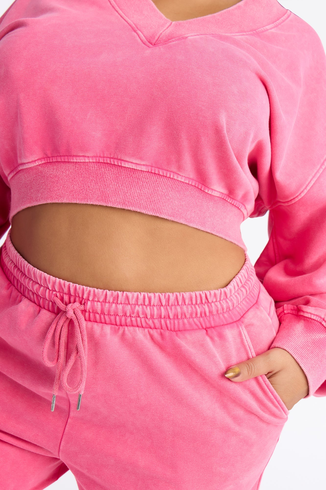 Angelica Washed French Terry Pant Set - Raspberry