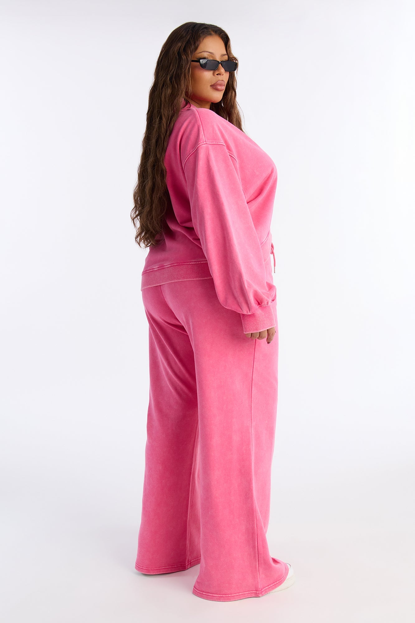 Angelica Washed French Terry Pant Set - Raspberry