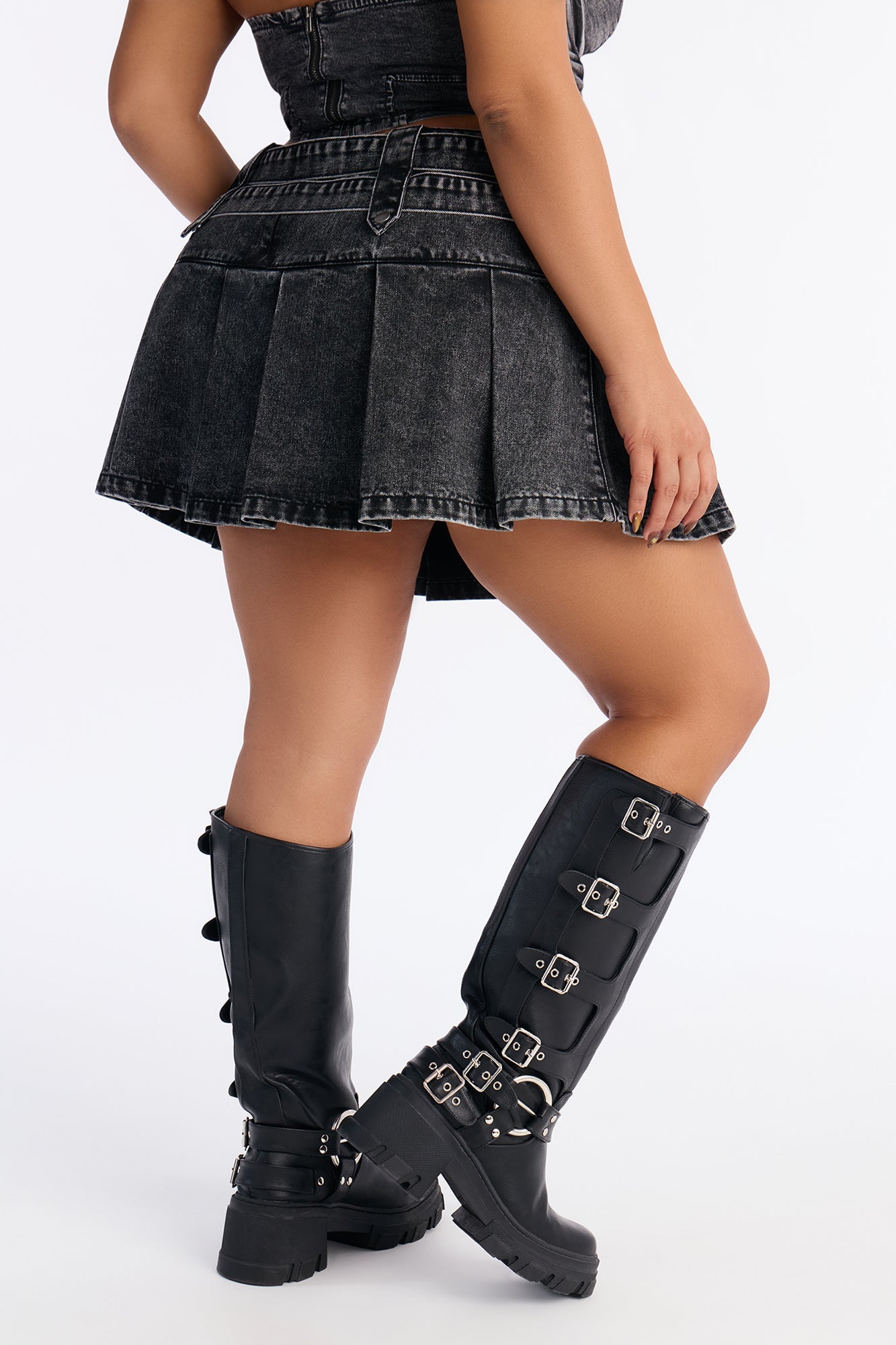 Silent Hours Mineral Wash Micro Mini Skirt - Black Wash