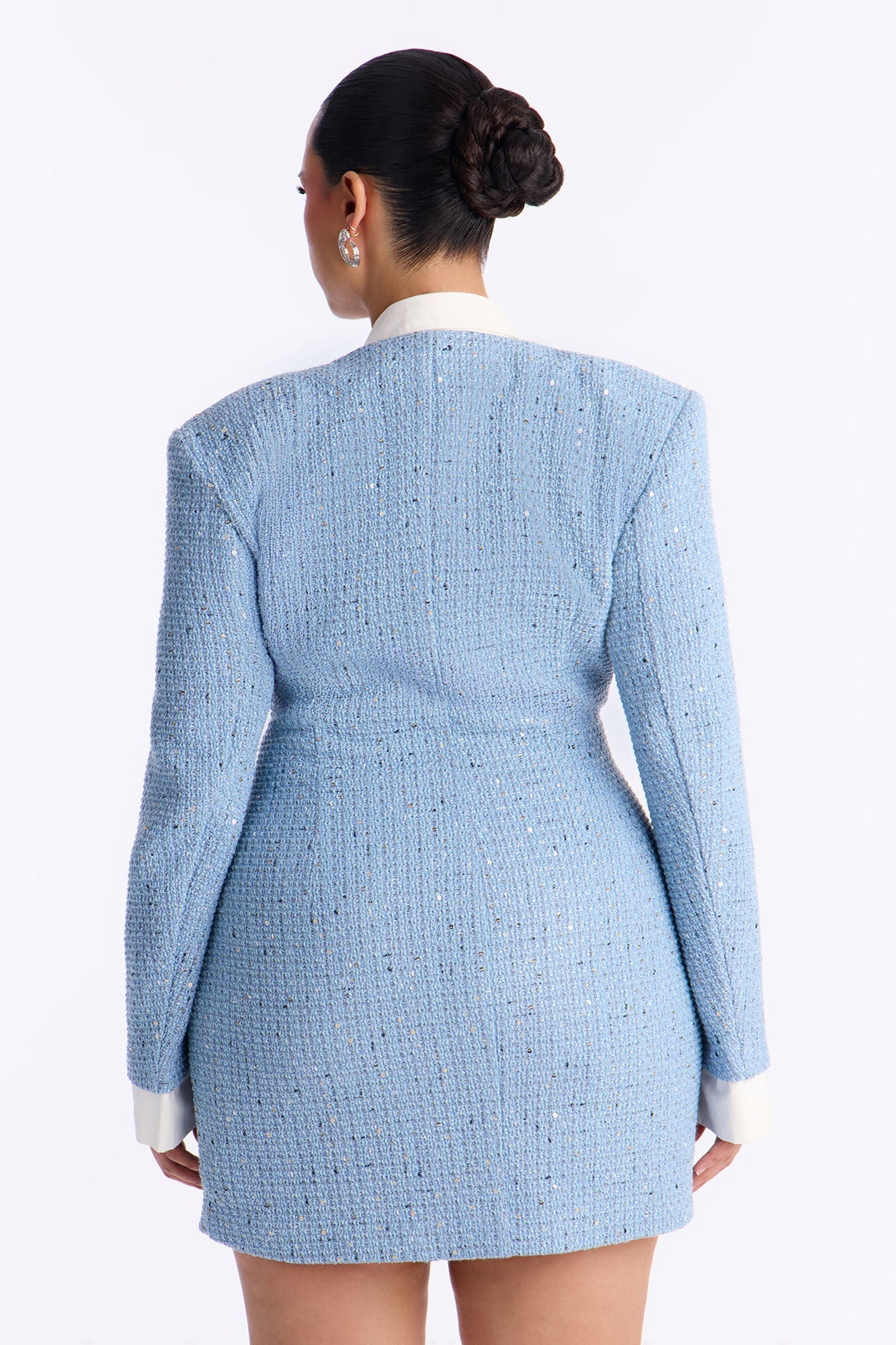 Taryn Long Sleeve Tweed Mini Dress - Blue