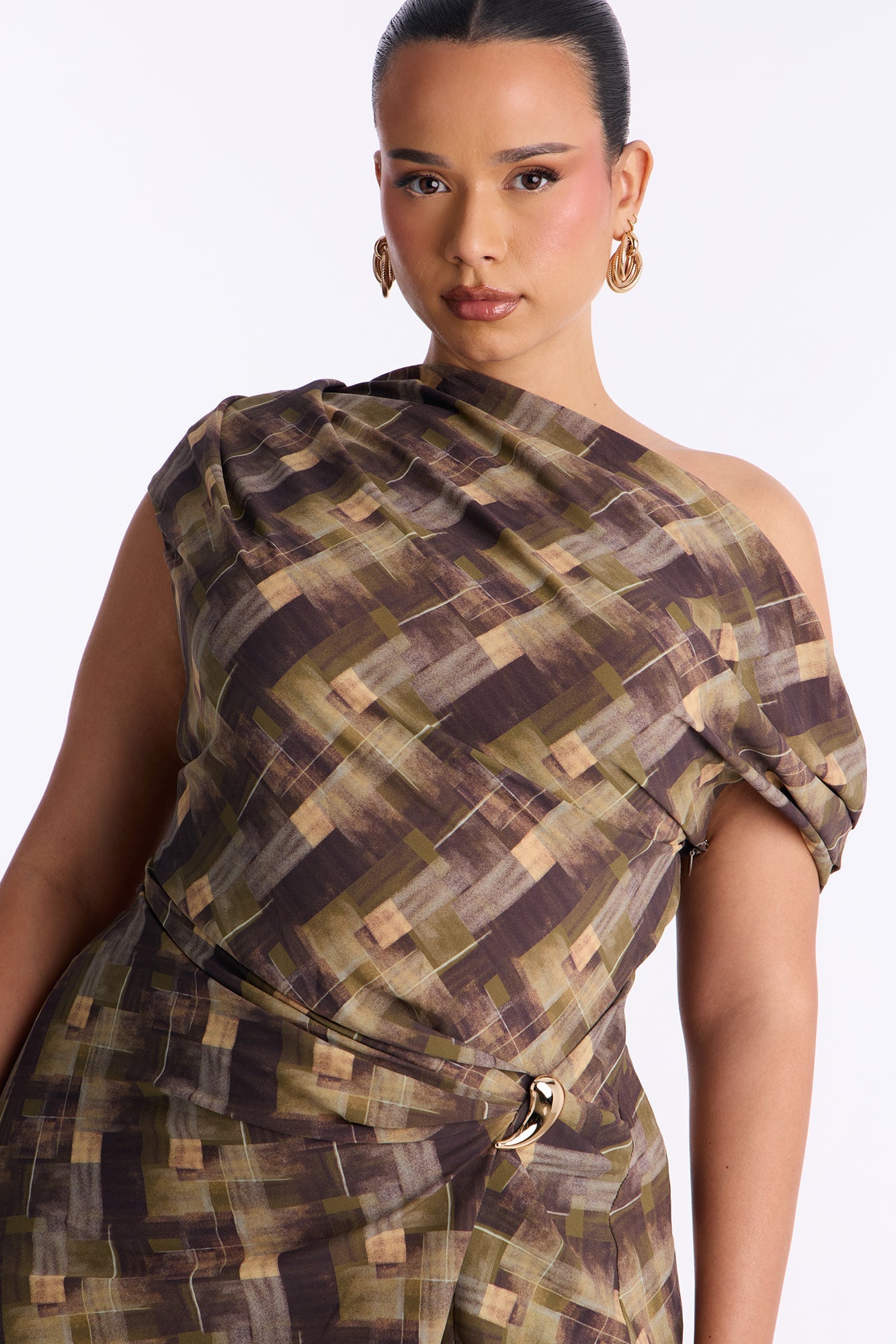 Najia Off Shoulder Pant Set - Olive/combo