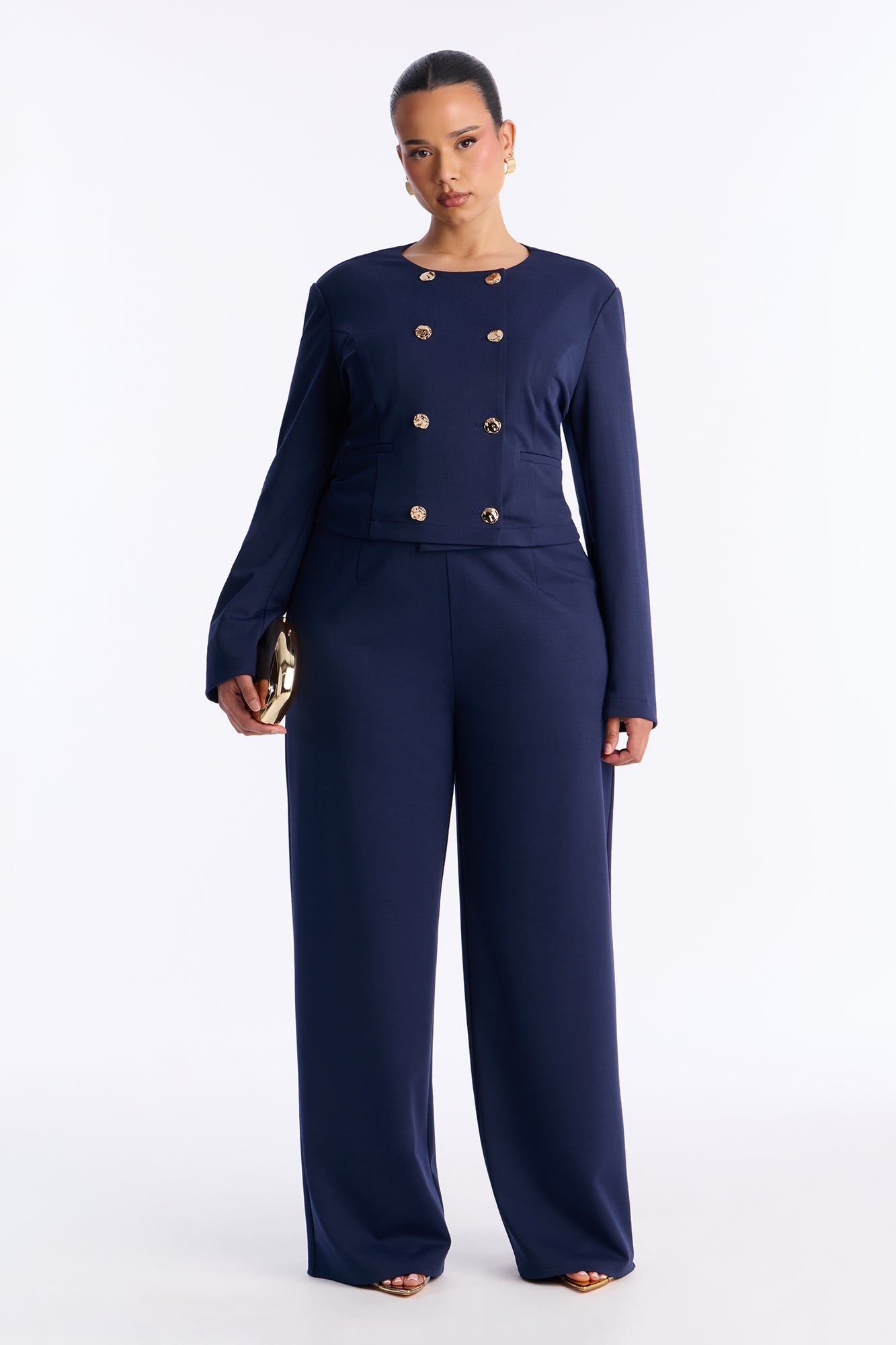 Sandra Blazer Pant Set - Navy