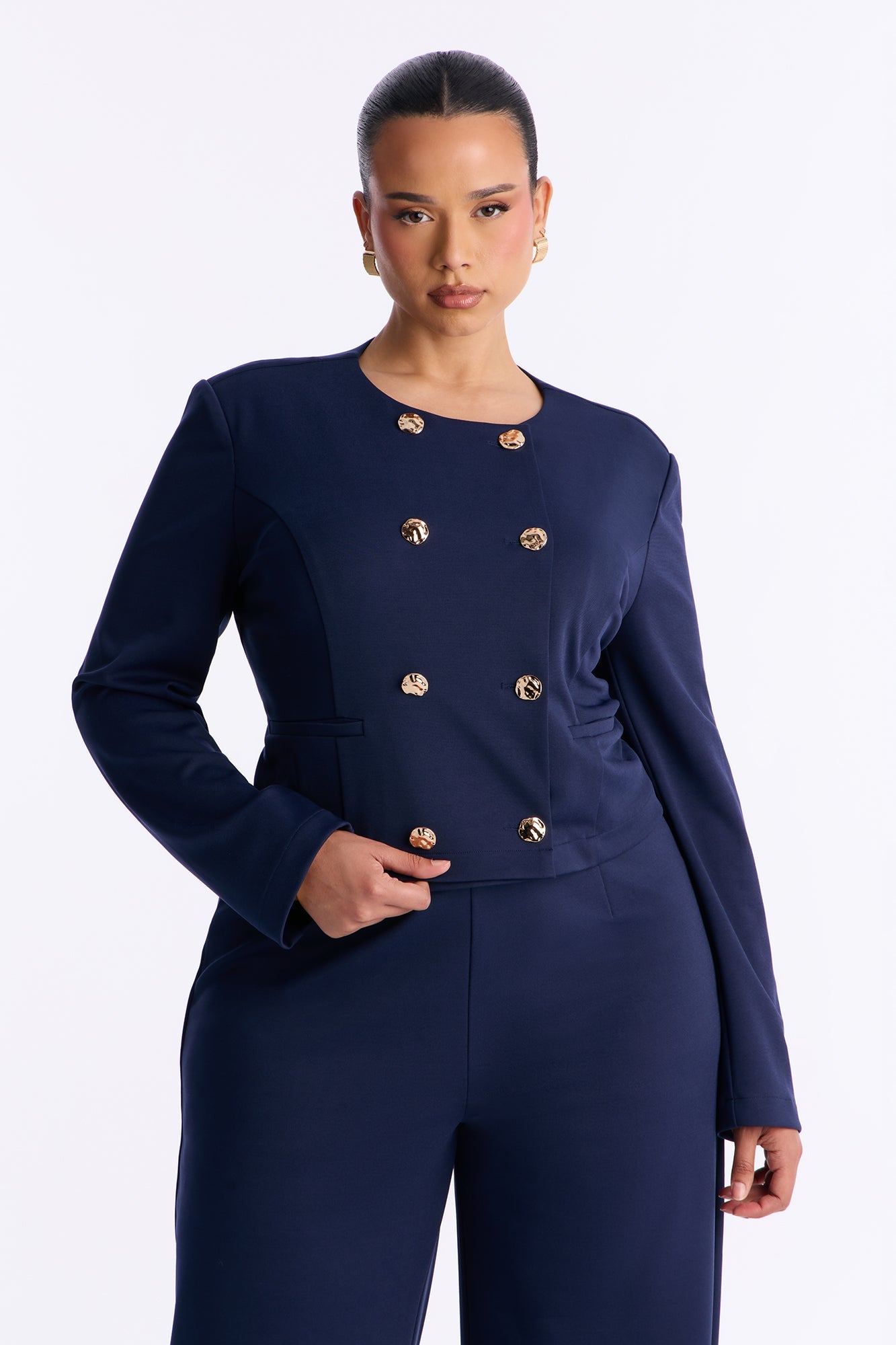 Sandra Blazer Pant Set - Navy