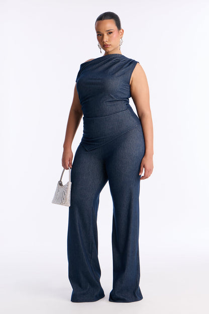 Leanne Asymmetrical Pant Set - Denim