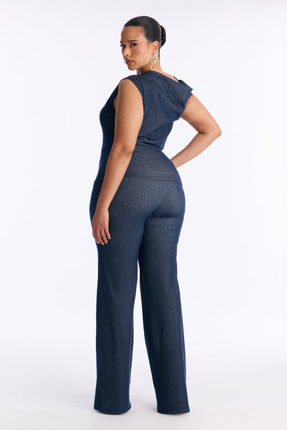 Leanne Asymmetrical Pant Set - Denim