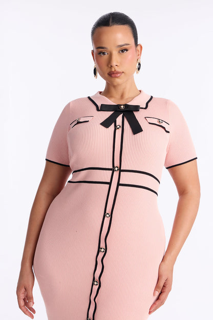Zhadie Sweater Midi Dress - Pink/combo