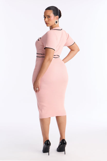 Zhadie Sweater Midi Dress - Pink/combo