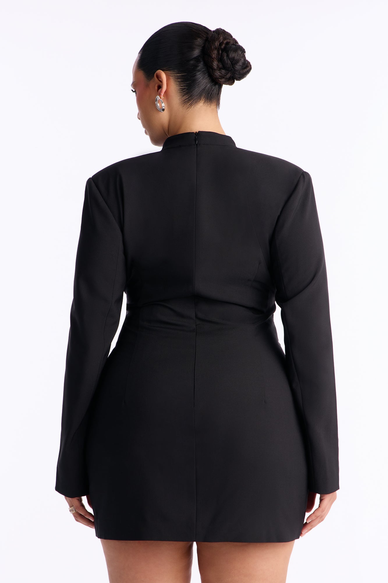 You Better Work Long Sleeve Mini Dress - Black