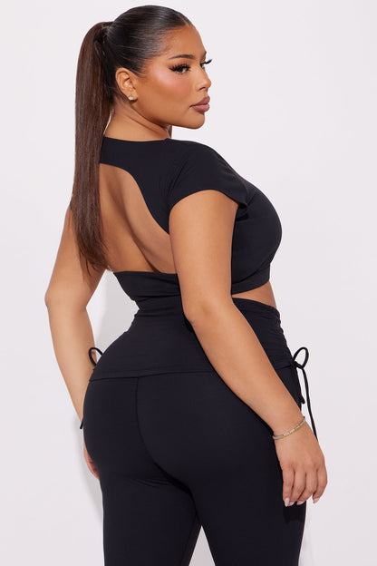 Roll Up Super Soft Active Top - Black