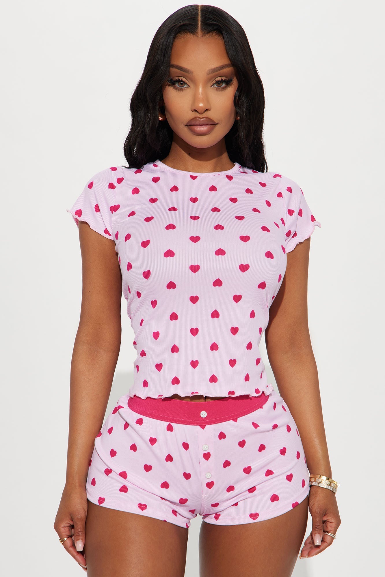 Crush On You PJ Boxer Short Set - Pink