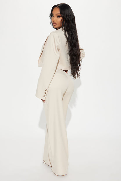 Booked And Busy Blazer Pant Set - Taupe