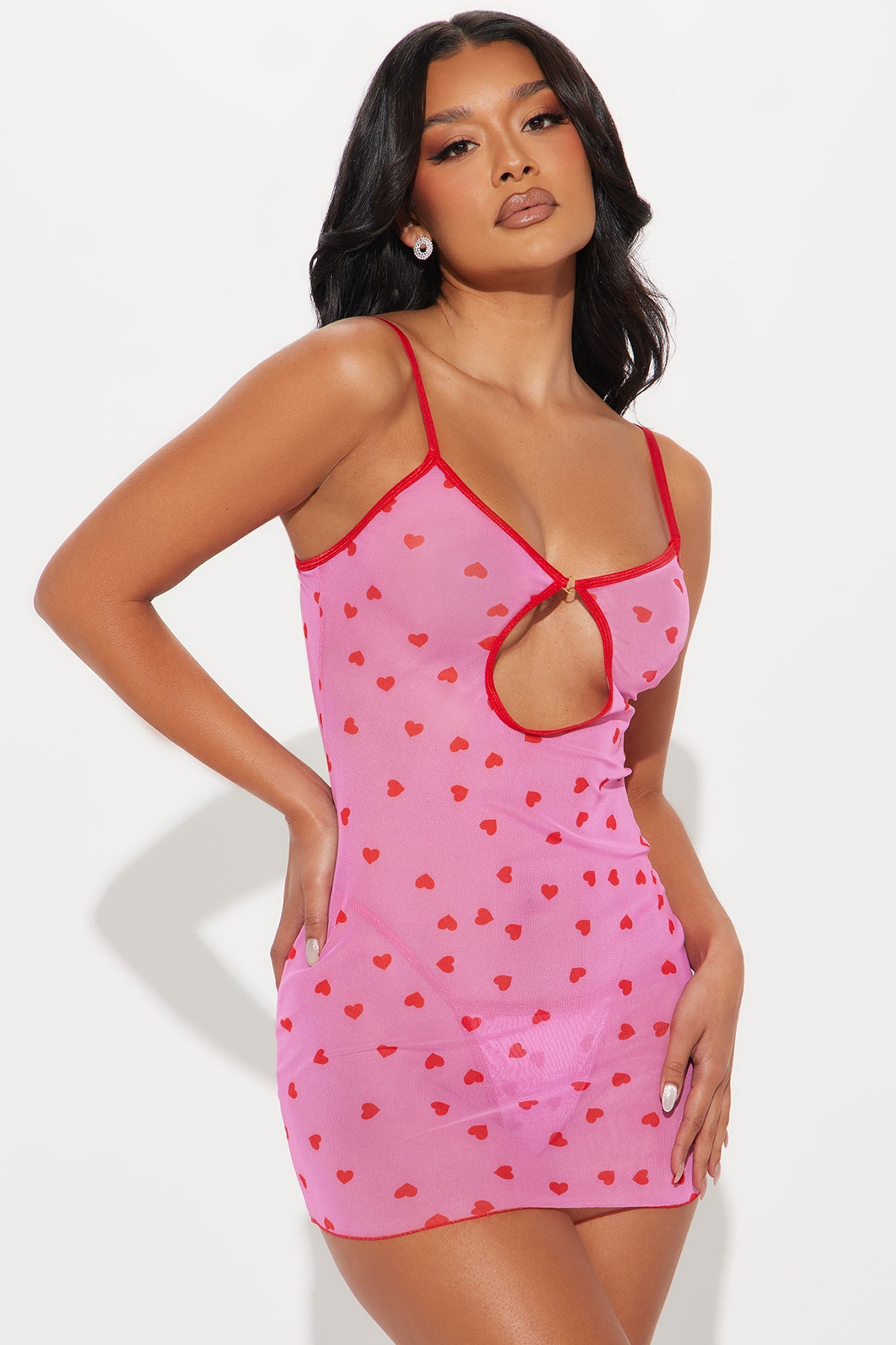 Monica Heart Throb Mesh Chemise - Pink/combo