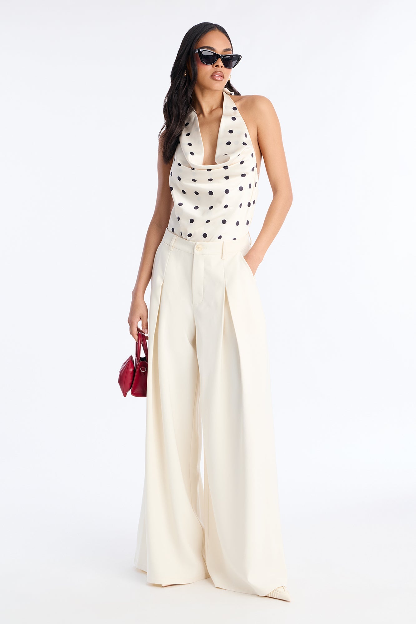 Karianna Crepe Woven Wide Leg Pant 33 - Ivory
