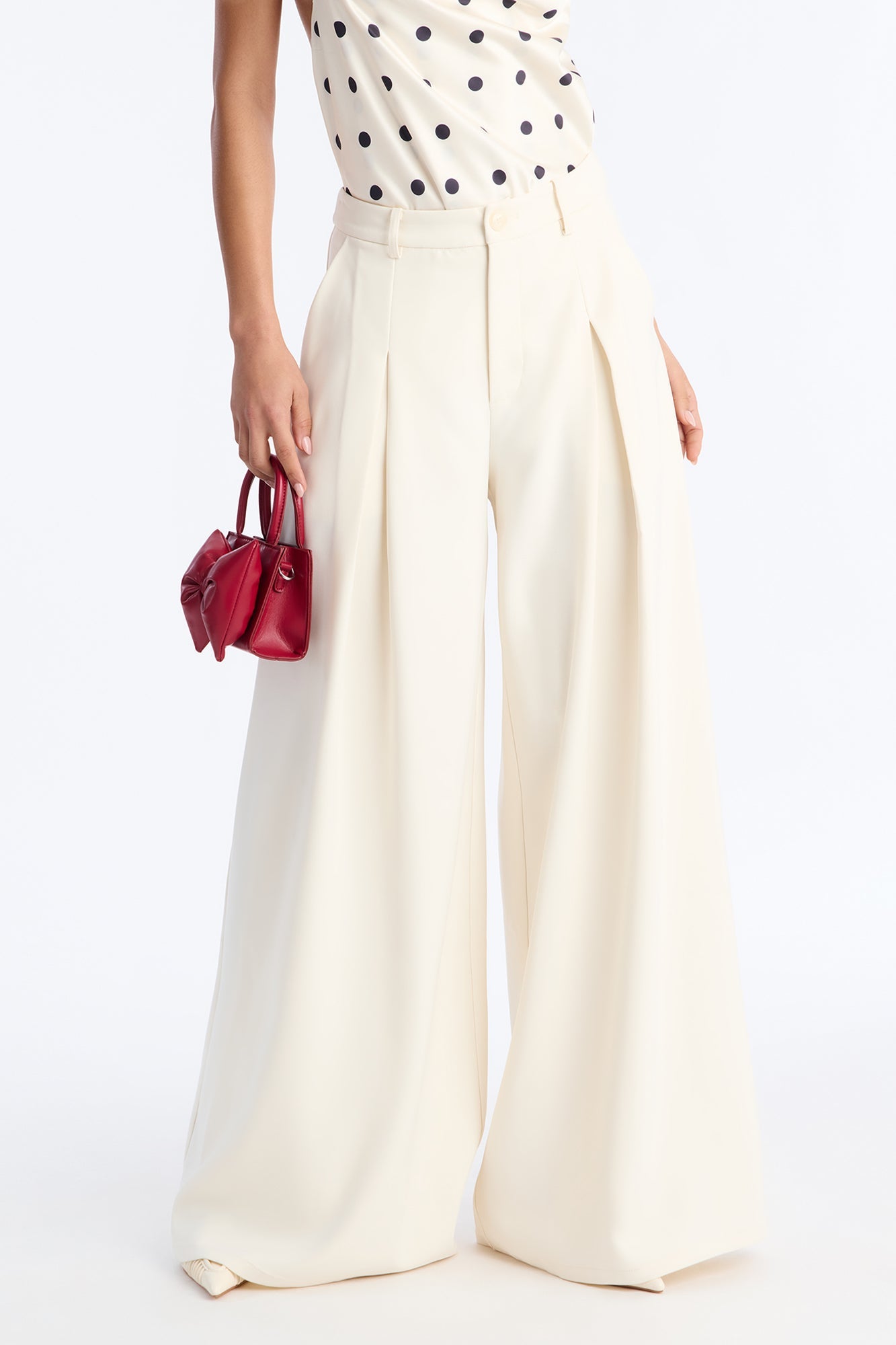 Karianna Crepe Woven Wide Leg Pant 33 - Ivory