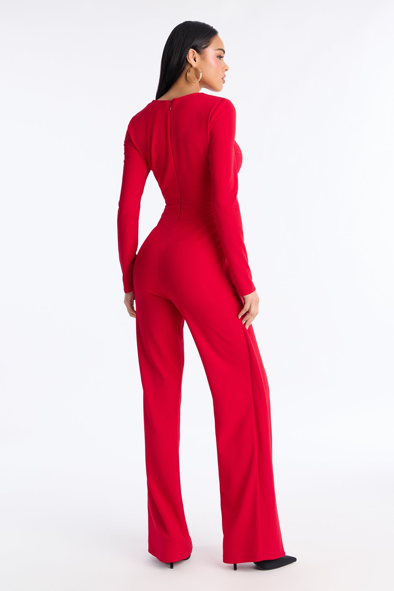Cascia Cut Out Straight Leg Jumpsuit - Red