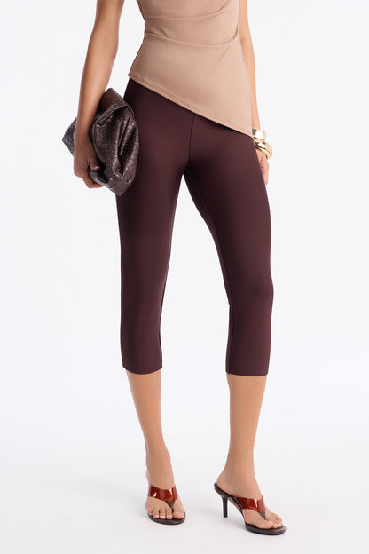 Jasmine Bandage Capri Pant - Chocolate