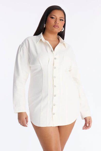 Alessandra Denim Mini Dress - White