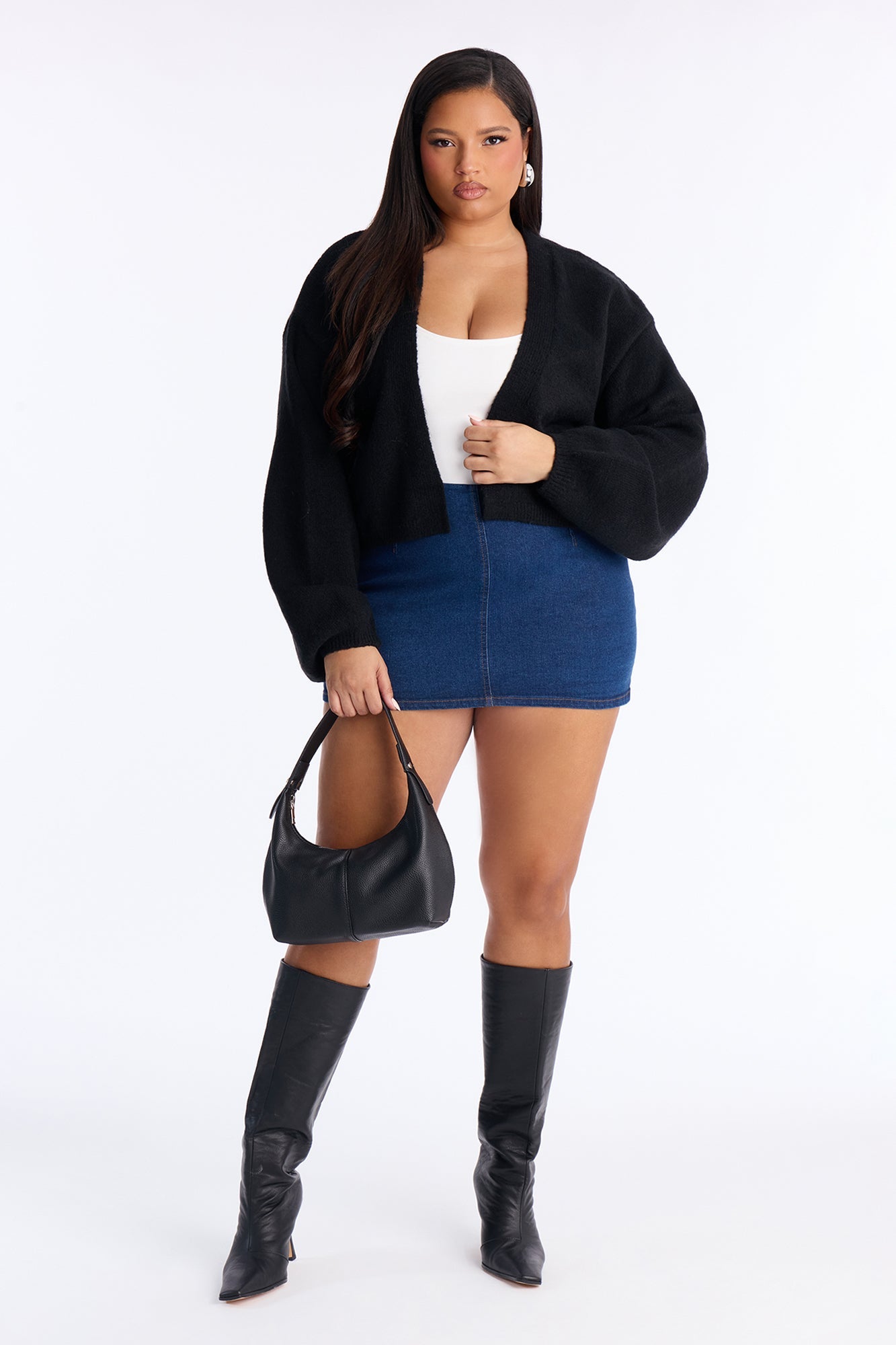 Made For Me Open Front Cardigan - Black