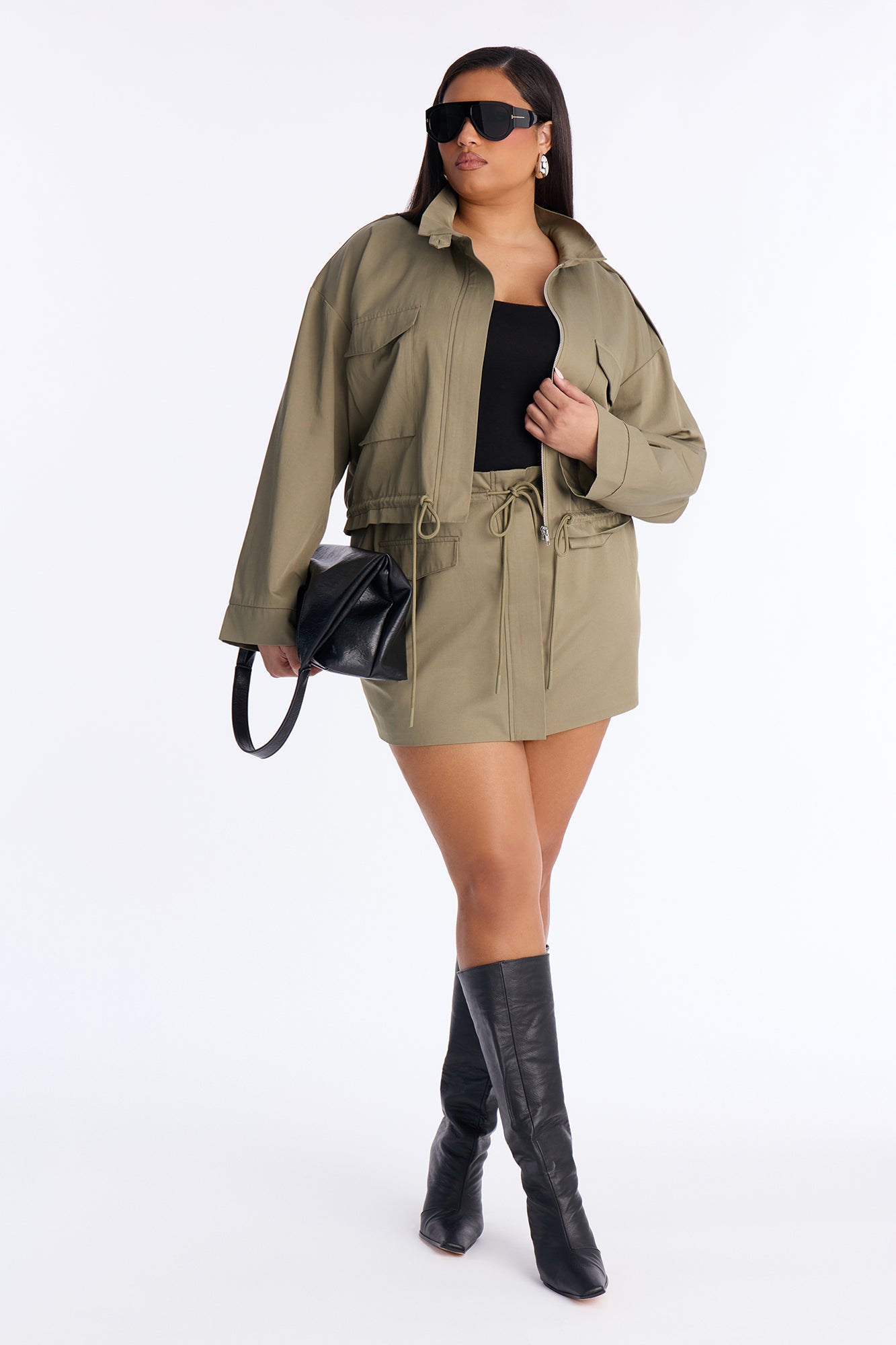 Samara Jacket Mini Skirt Set - Olive