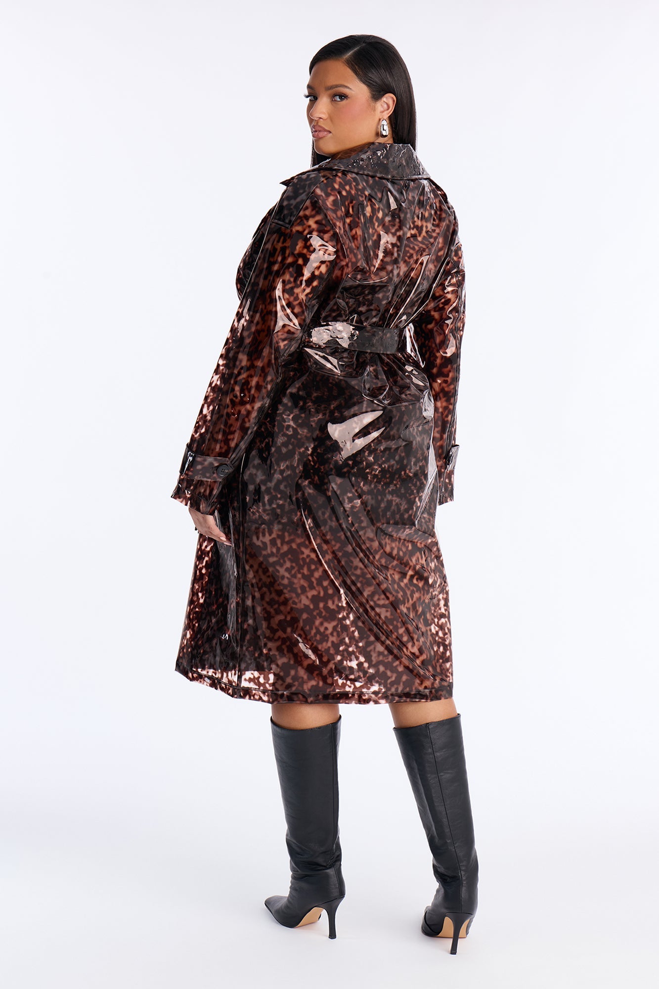 Late Night Calls Leopard Vinyl Rain Coat - Leopard