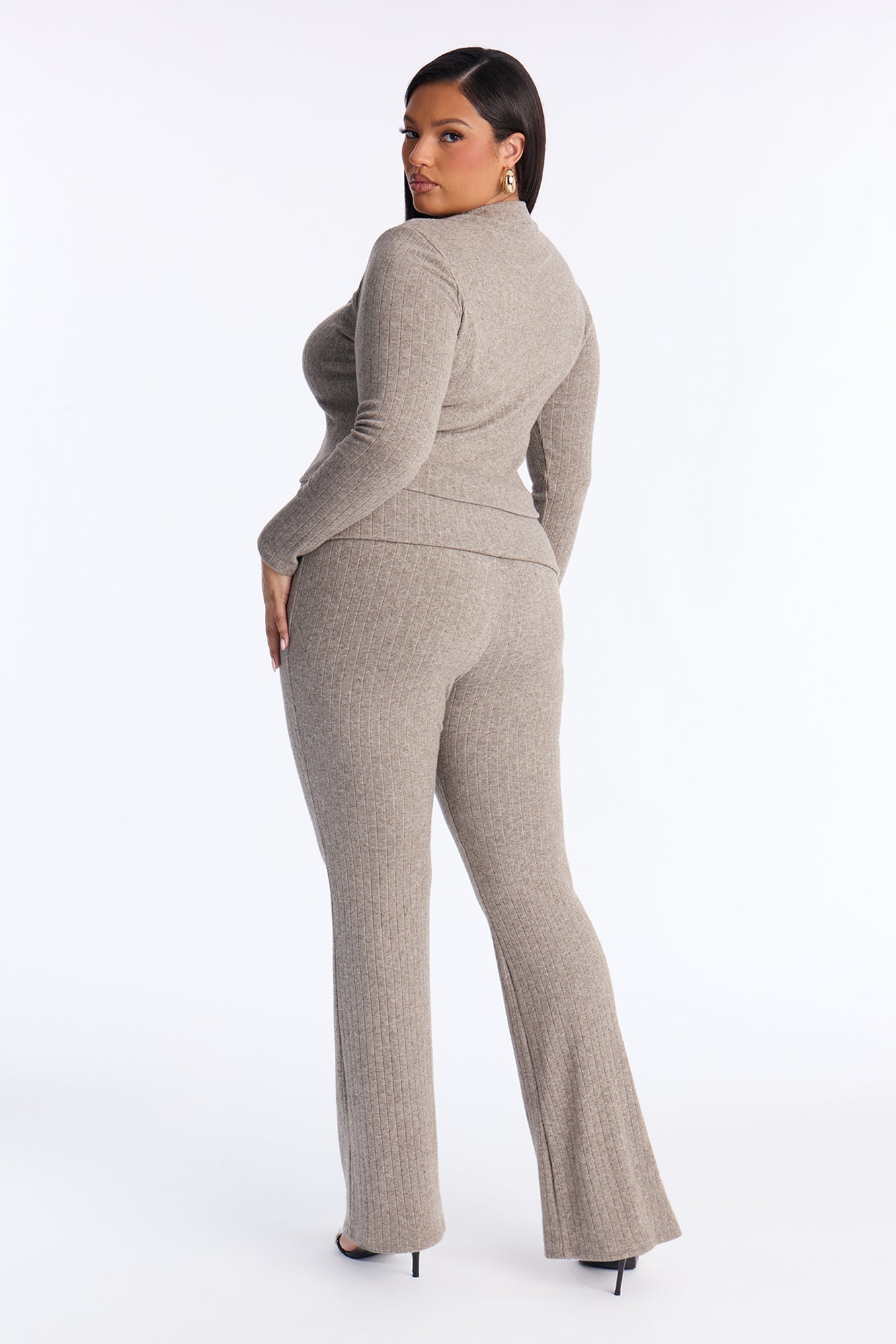 Carla Ribbed Sweater Pant Set - Grey