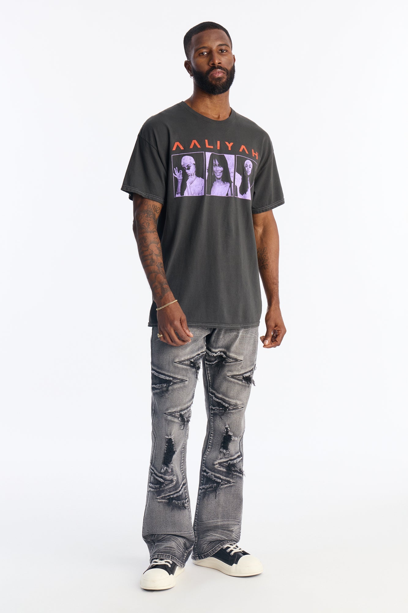 Aaliyah One In A Million Boxy Short Sleeve Tee - Black Wash
