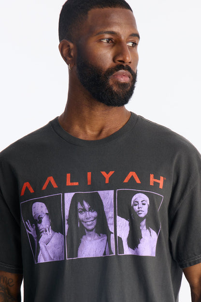 Aaliyah One In A Million Boxy Short Sleeve Tee - Black Wash