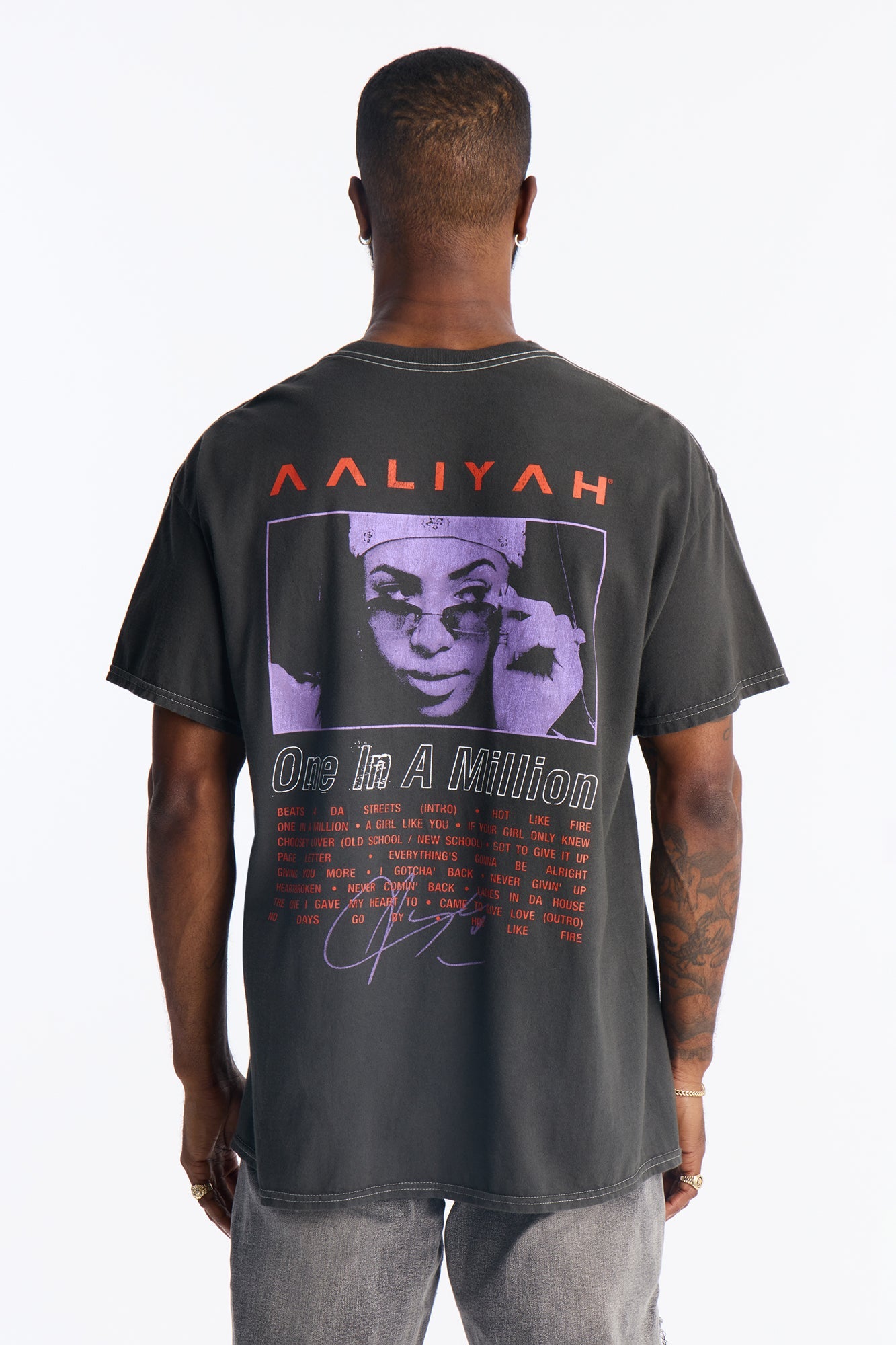 Aaliyah One In A Million Boxy Short Sleeve Tee - Black Wash