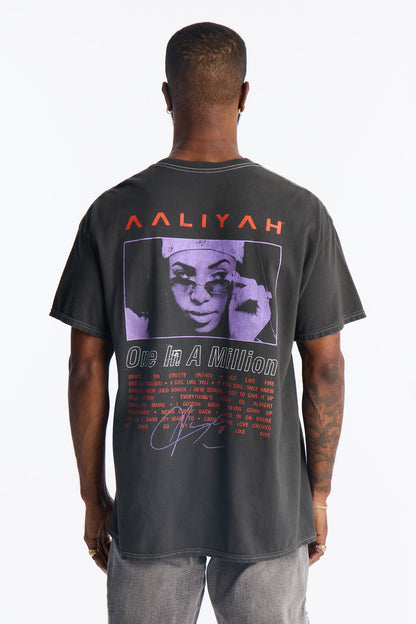 Aaliyah One In A Million Boxy Short Sleeve Tee - Black Wash