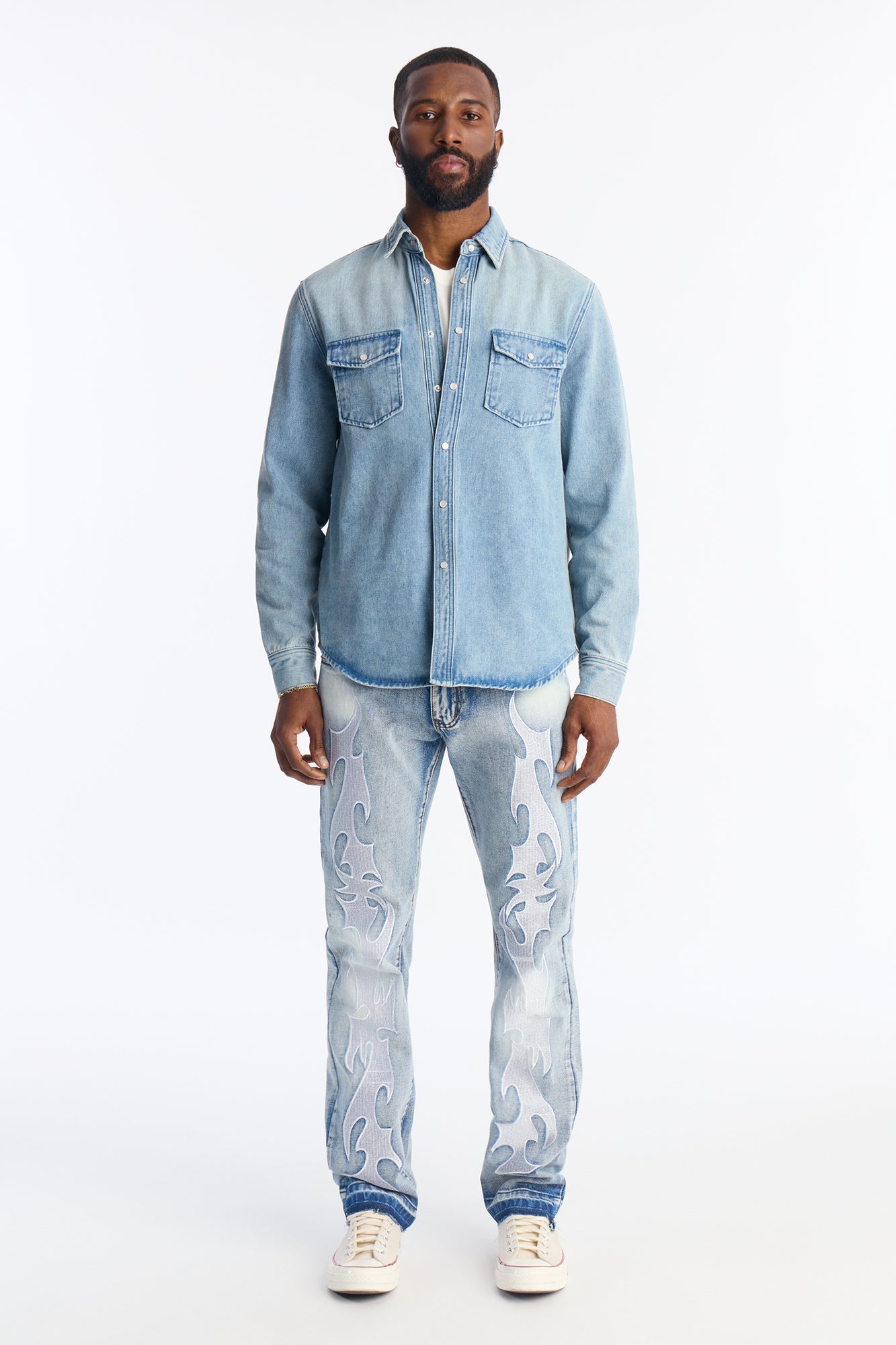 Stacked Slim Flare Blaze Cut Jean - Light Wash